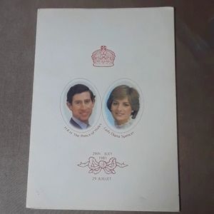 1981 Prince Charles and Lady Diana's wedding menu